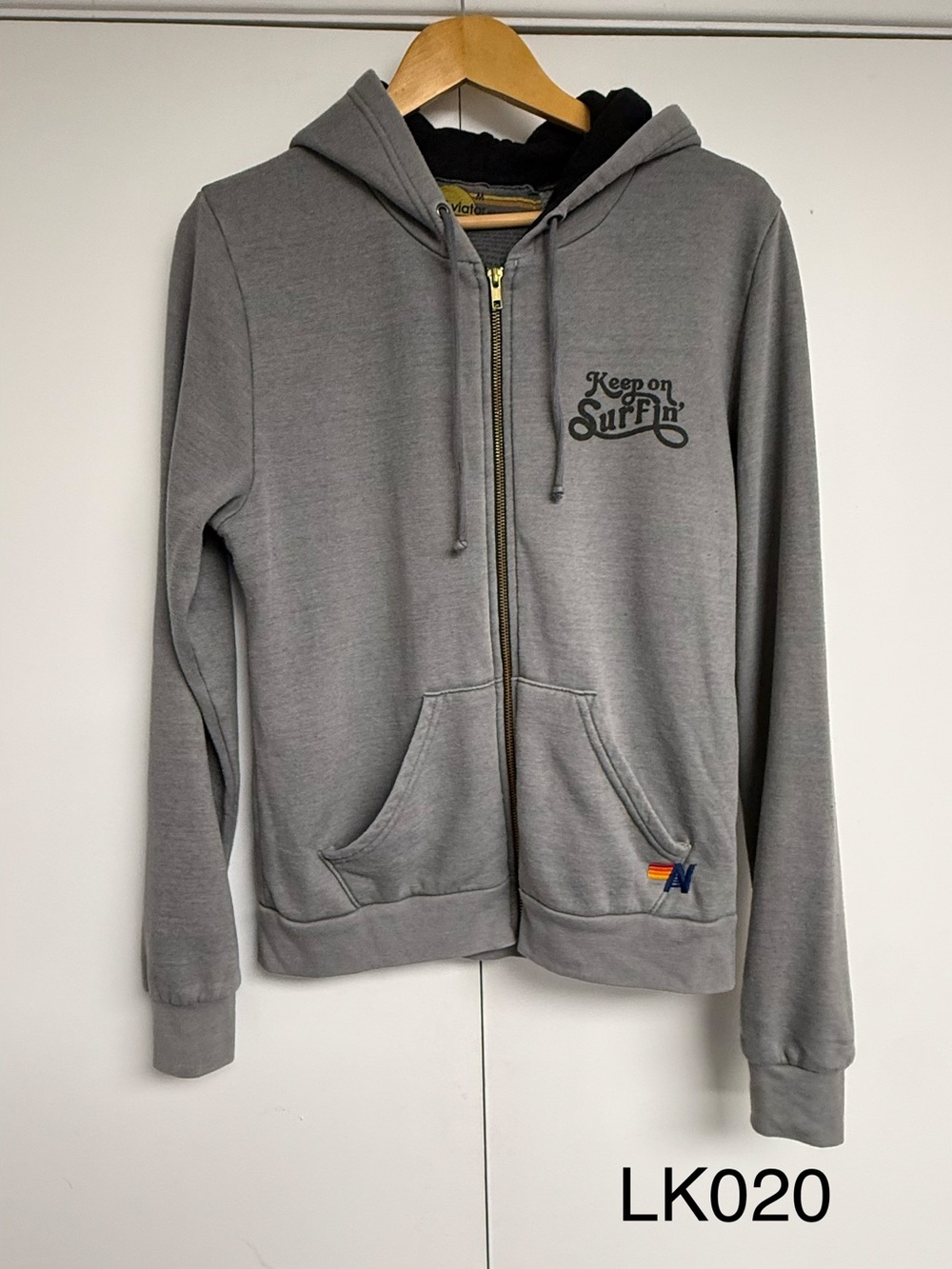 Aviator Nation Keep On Surfin’ Gray Zip Hoodie Size M Discontinued